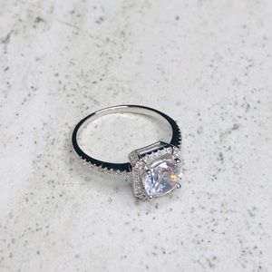 925 Sterling Silver CZ Engagement Ring Size 7